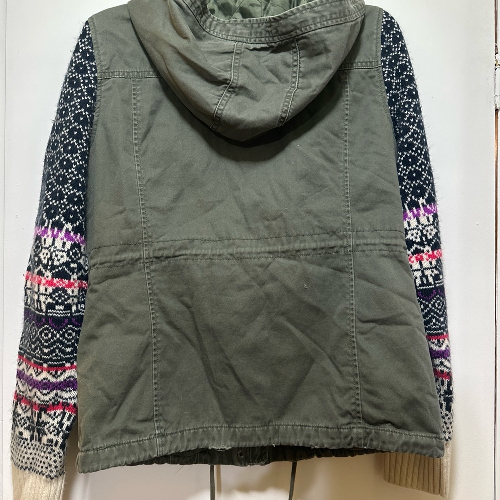 Aeropostale Women's Utility Jacket with Patterned Sleeves - Picture 2 of 8